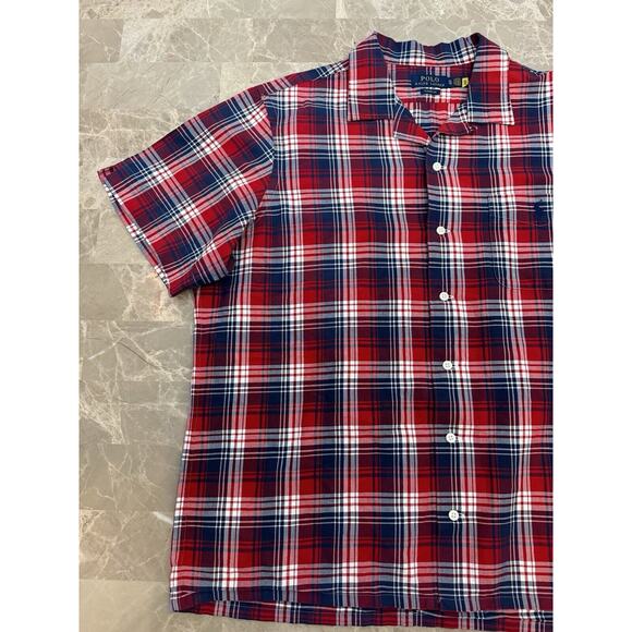 Polo Ralph Lauren Men's Camp Shirt Classic Fit Size XL Red Plaid Oxford - Picture 2 of 10